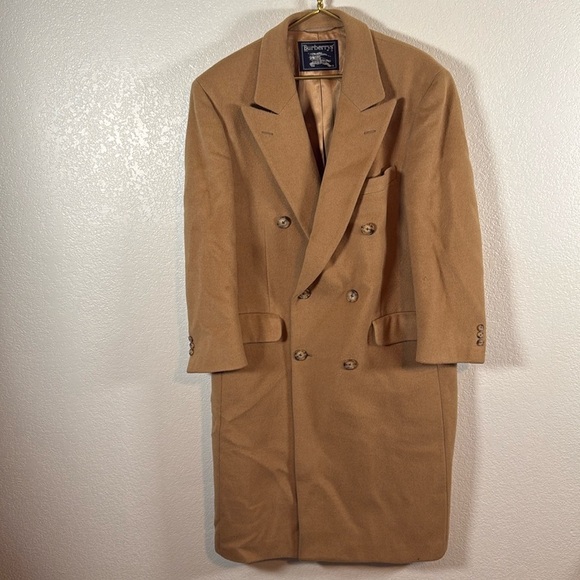Burberry Vintage Camel Hair Classic Dress Pea Coat Trench Length Size Large - Picture 1 of 15